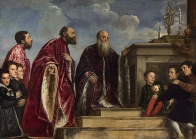 La familia Vendramin, 1543-47 de Tiziano Vecelli